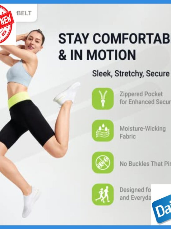 Adjustable Running Belt Fanny Pack for Phone Keys Non-Chafing Waist Band
